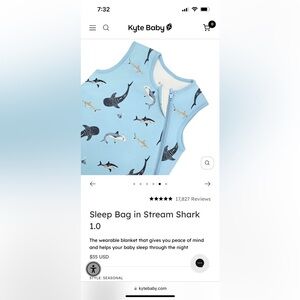 Kyte Baby Sleep Bag Sharks 1.0